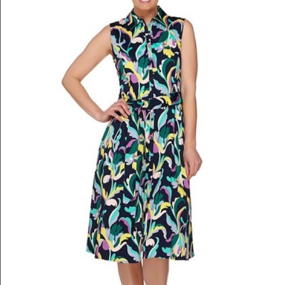 NWOT Isaac Mizrahi Shirt Dress Sz 14 - Picture 1 of 7